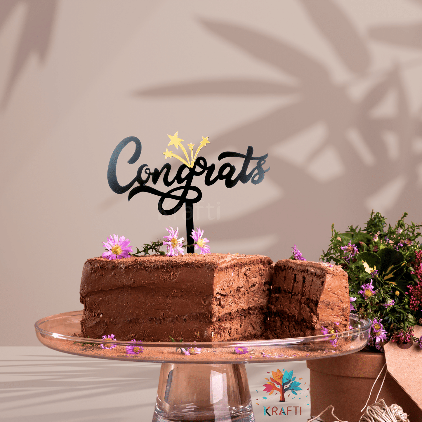 Congrats Celebration Cake Topper with Starburst