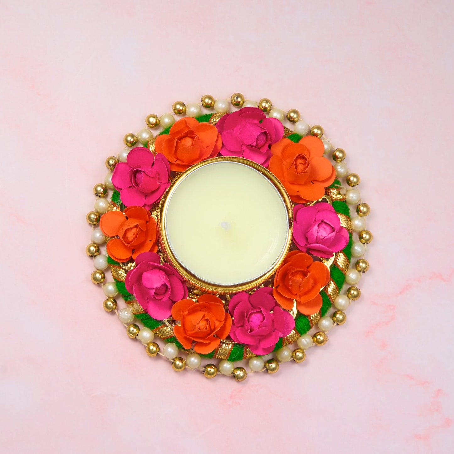 Floral Flame Tea Light Holder (Pack of 4 Pcs)