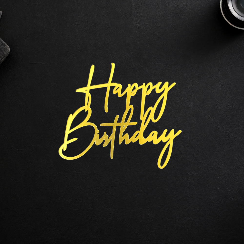 Happy Birthday Cake Charm - Gold