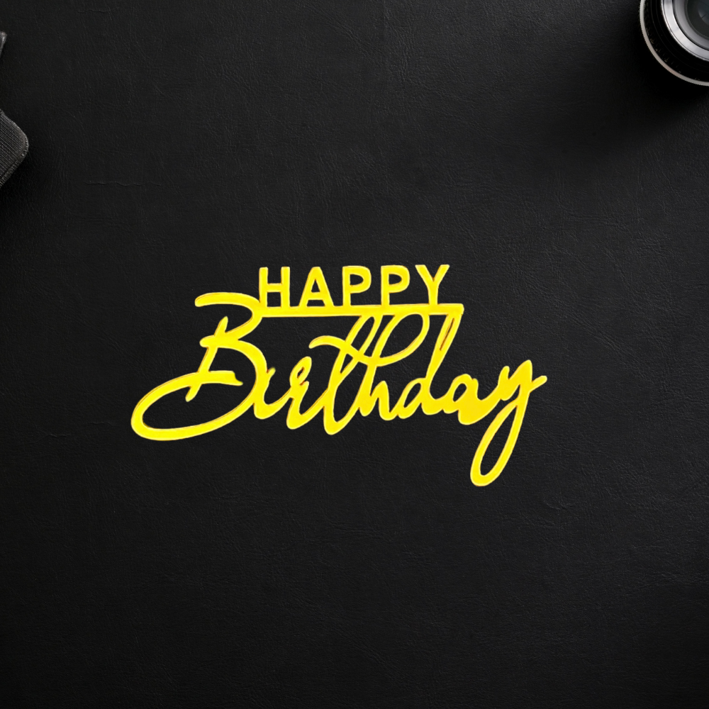 Happy Birthday Cake Charm Small - Gold