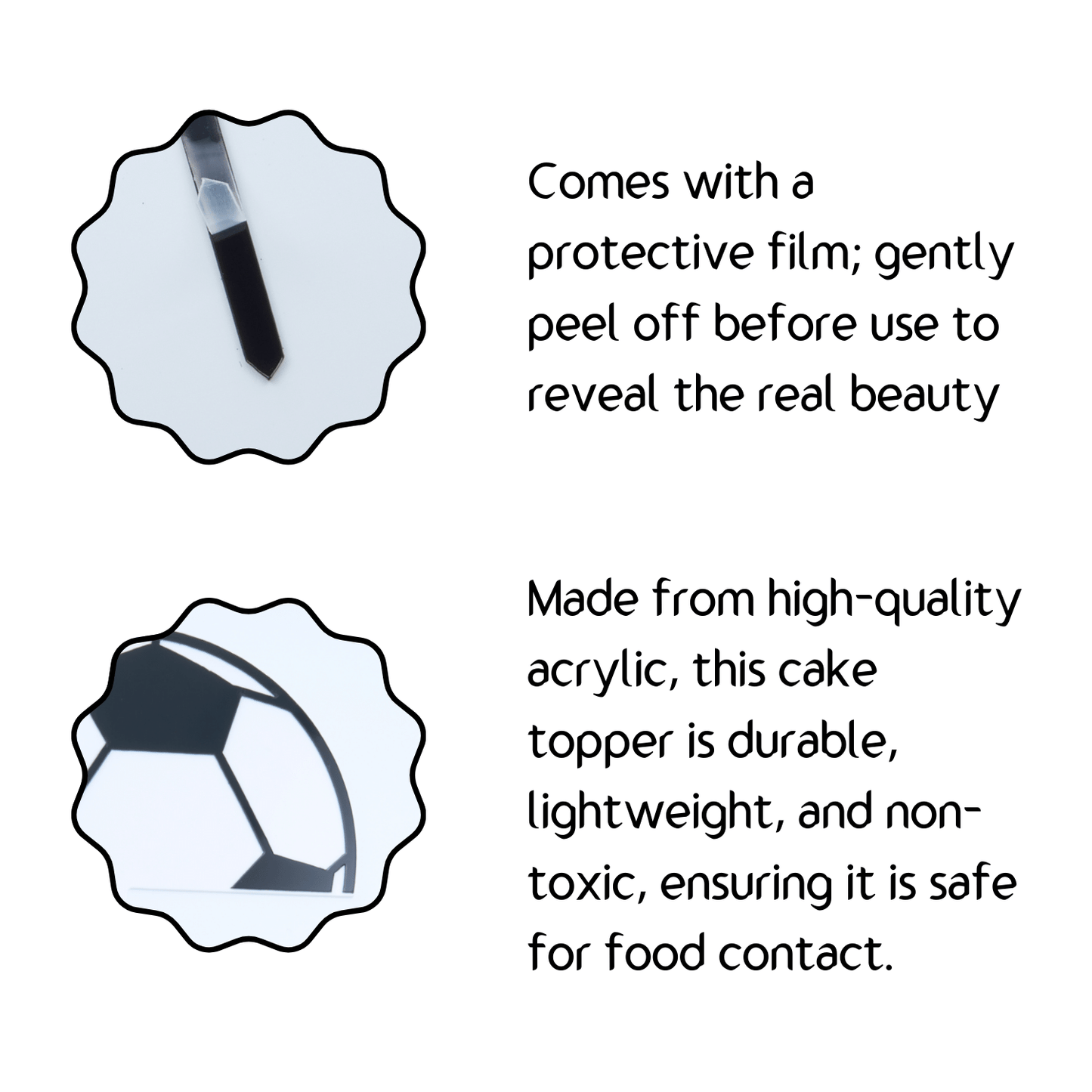 Black and White Football Cake Topper