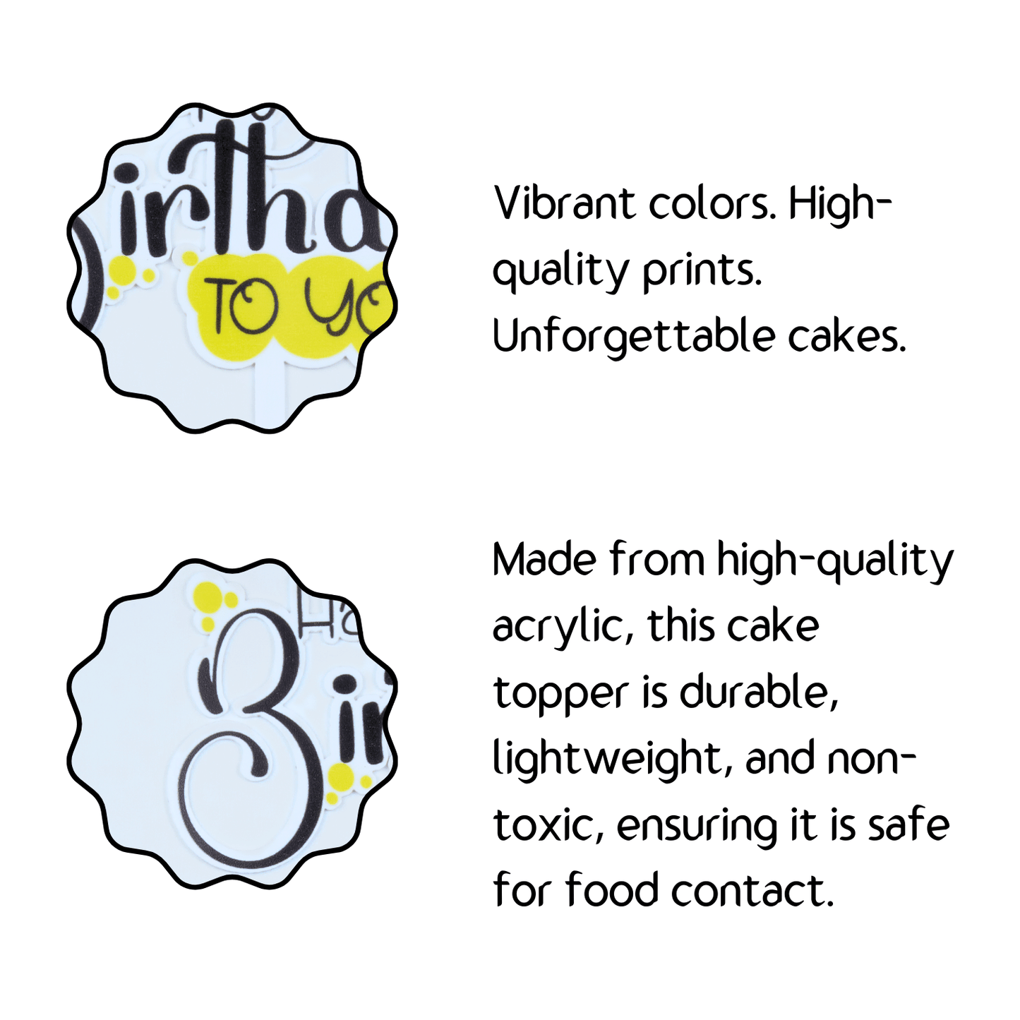 Happy Birthday Printed Floral Cake Topper