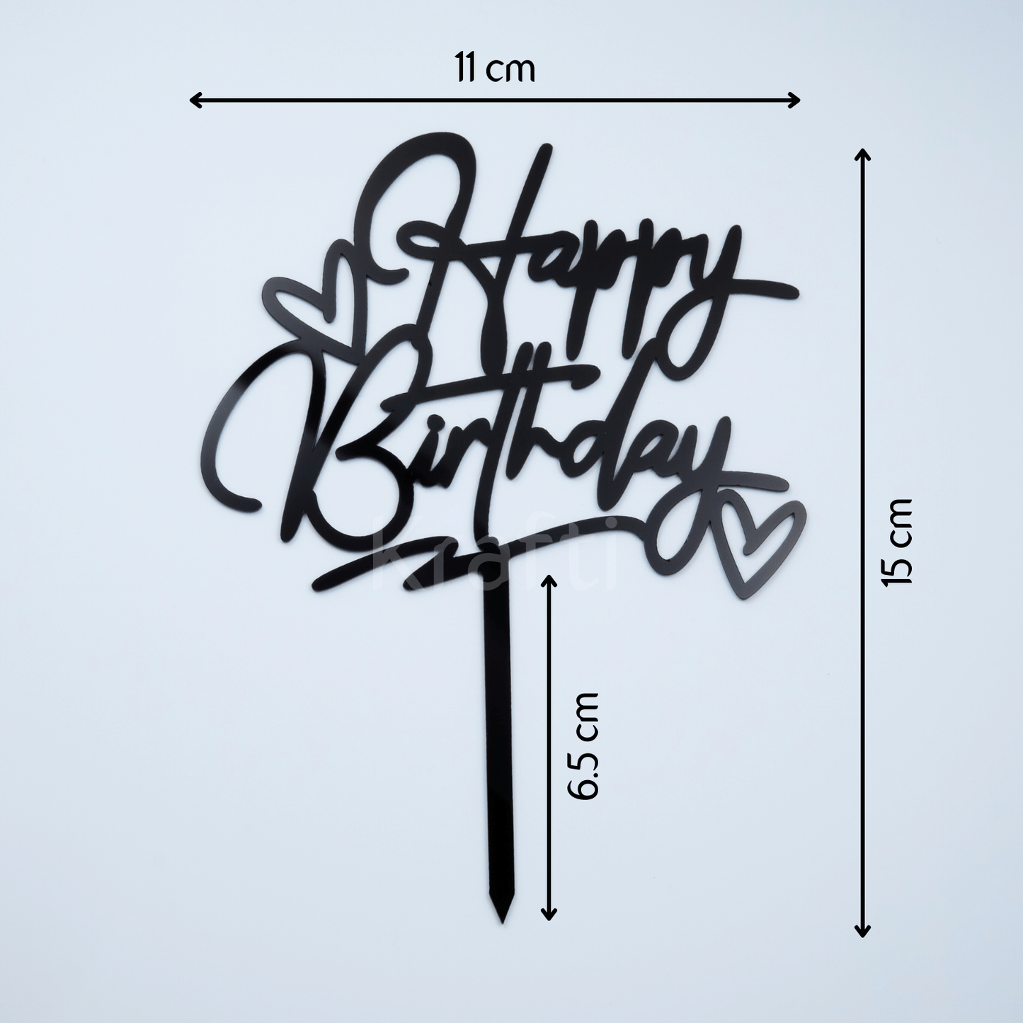 Happy Birthday Cake Topper -Black