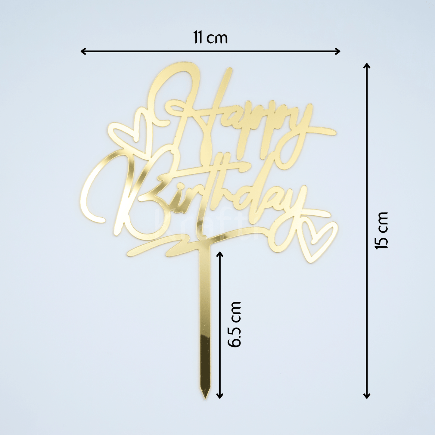 Happy Birthday Cake Topper - Gold