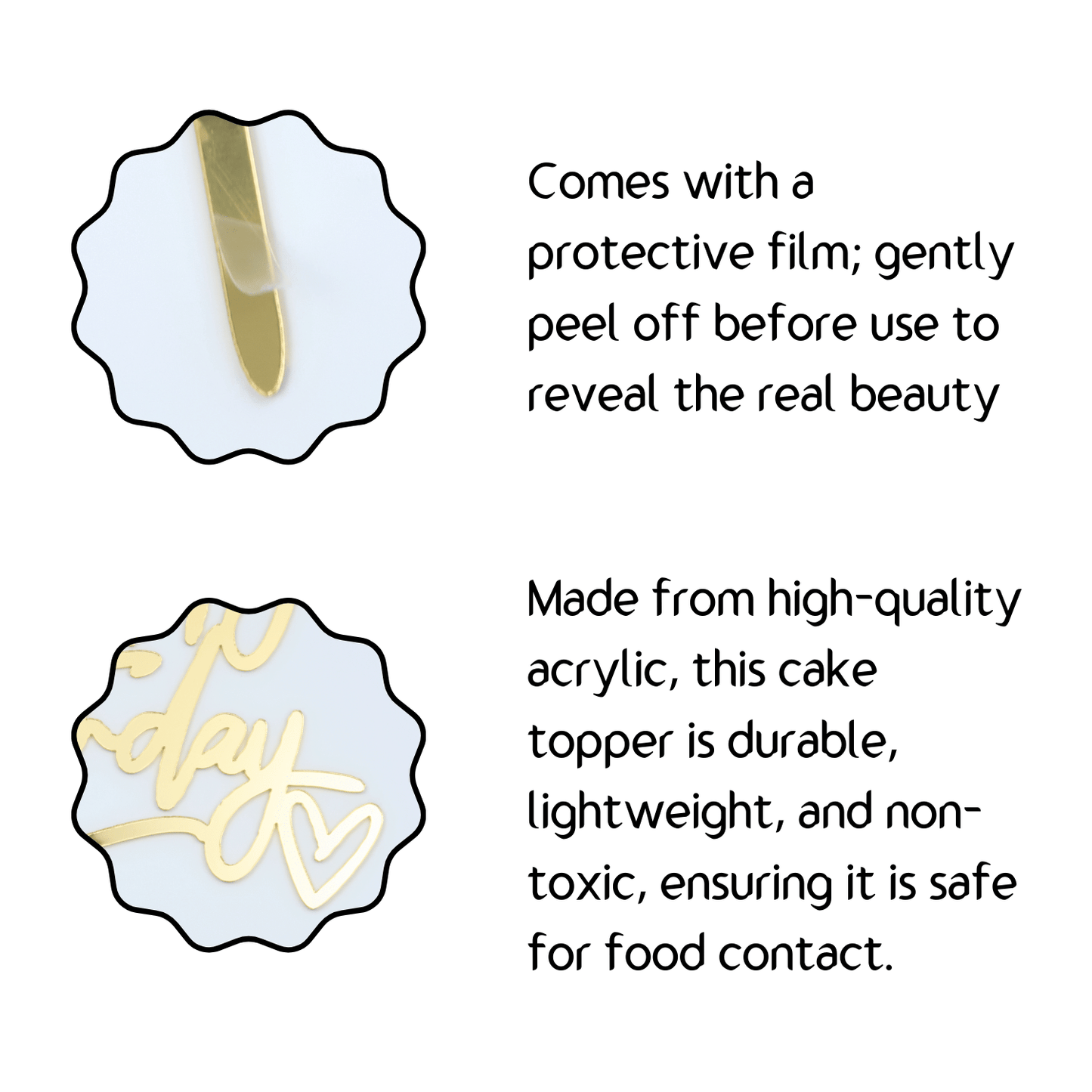 Happy Birthday Cake Topper - Gold