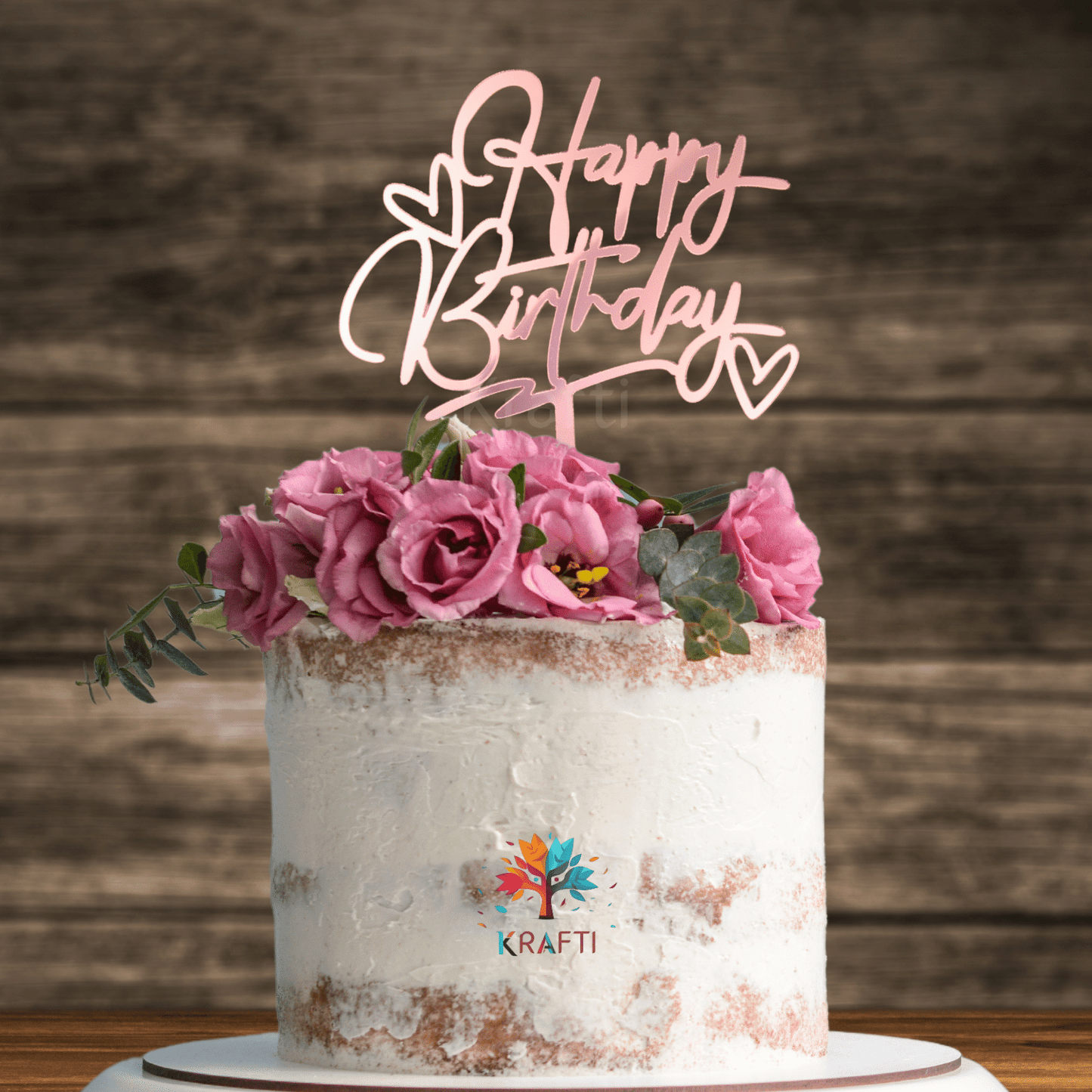 Happy Birthday Cake Topper - Rose Gold