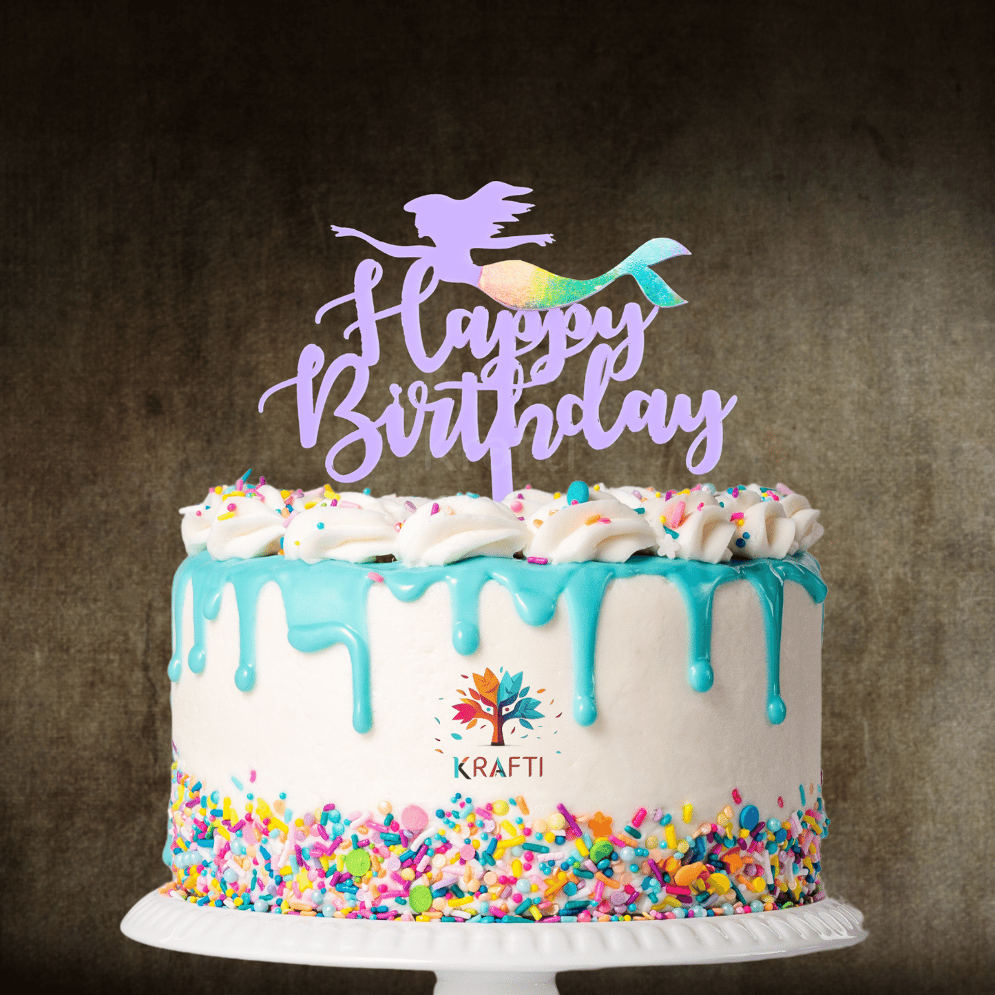 Happy Birthday Mermaid Cake Topper