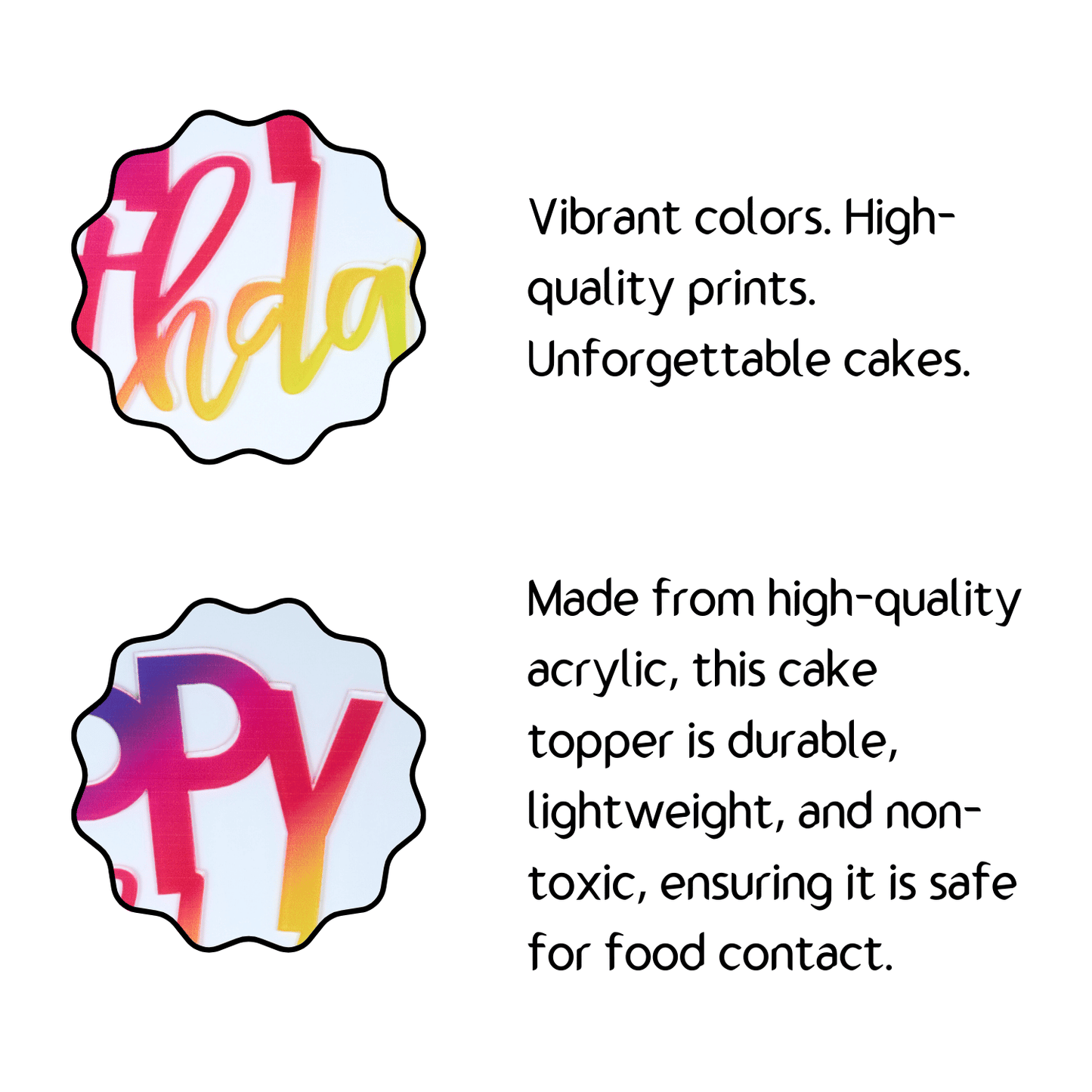 Rainbow Happy Birthday Cake Topper