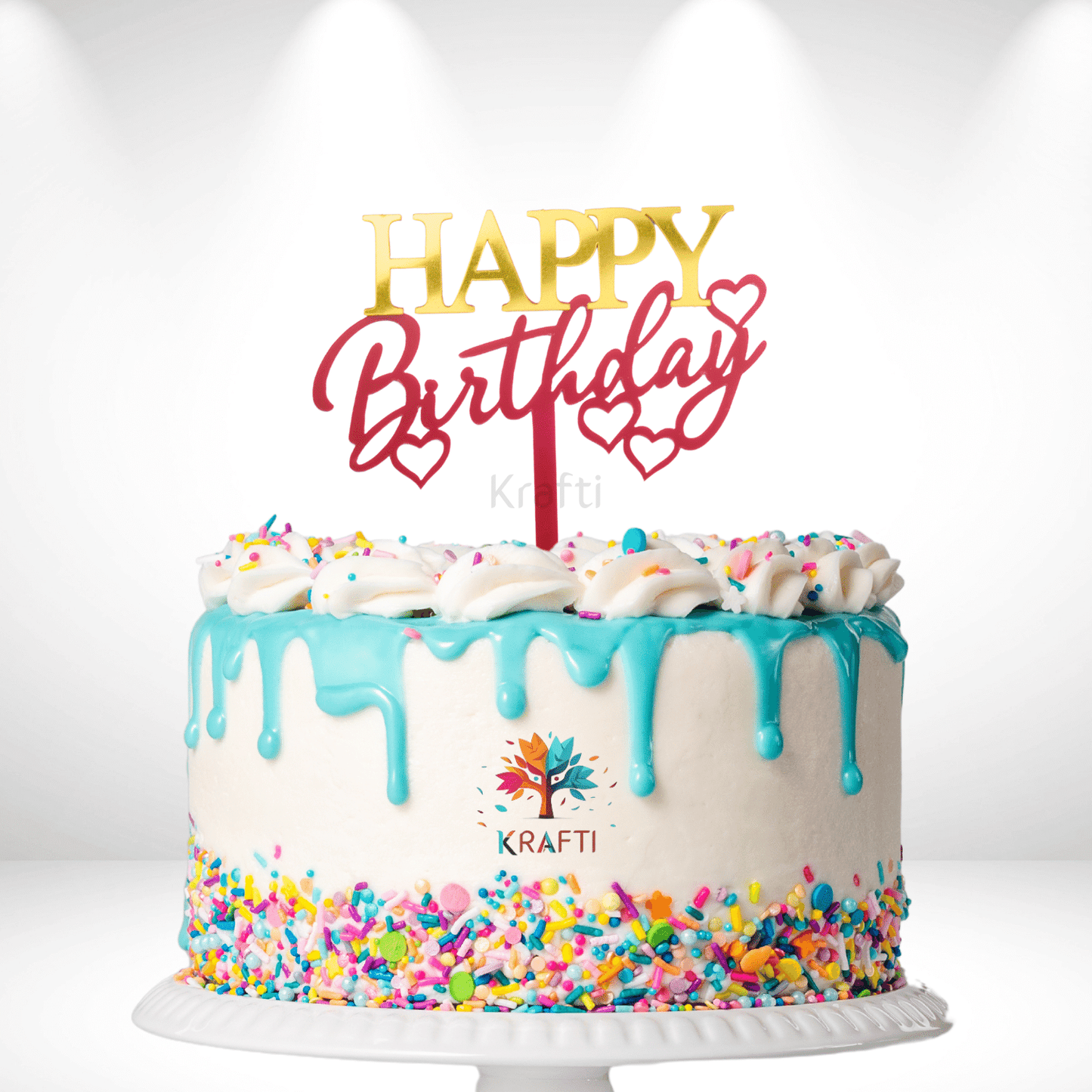 Happy Birthday Double Layer DIY - Gold & Red