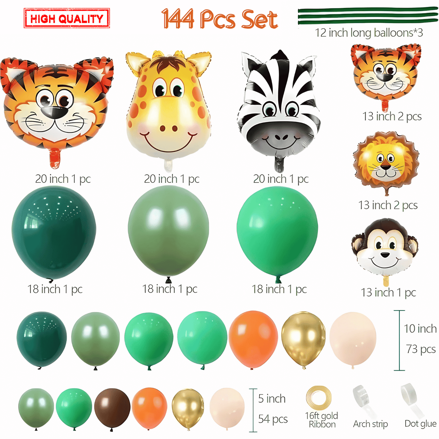 Jungle Safari Theme Balloon 144 Pcs Set