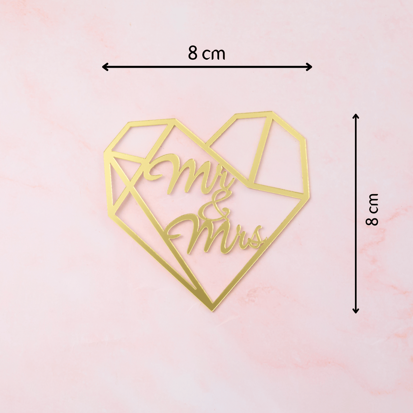 Mr & Mrs" Cake Topper - Double Layered Wood & Acrylic or Geometric Heart