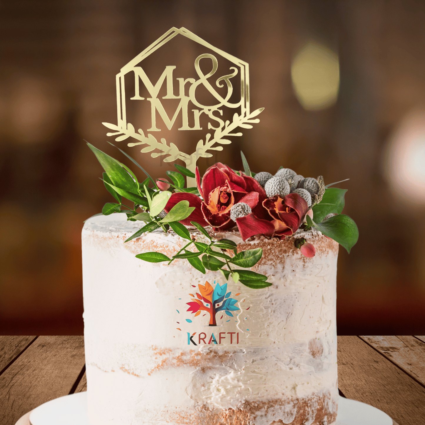 Mr & Mrs Hexagon Cake Topper
