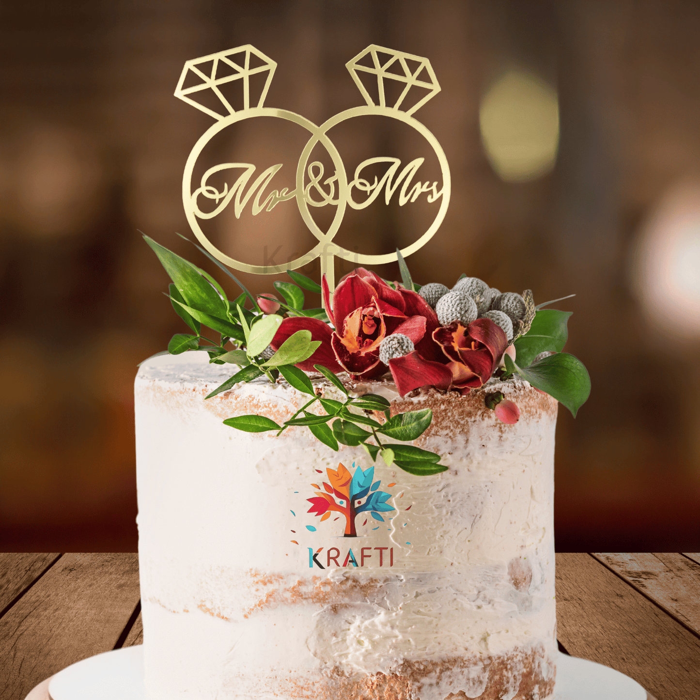 Mr & Mrs Rings Cake Topper