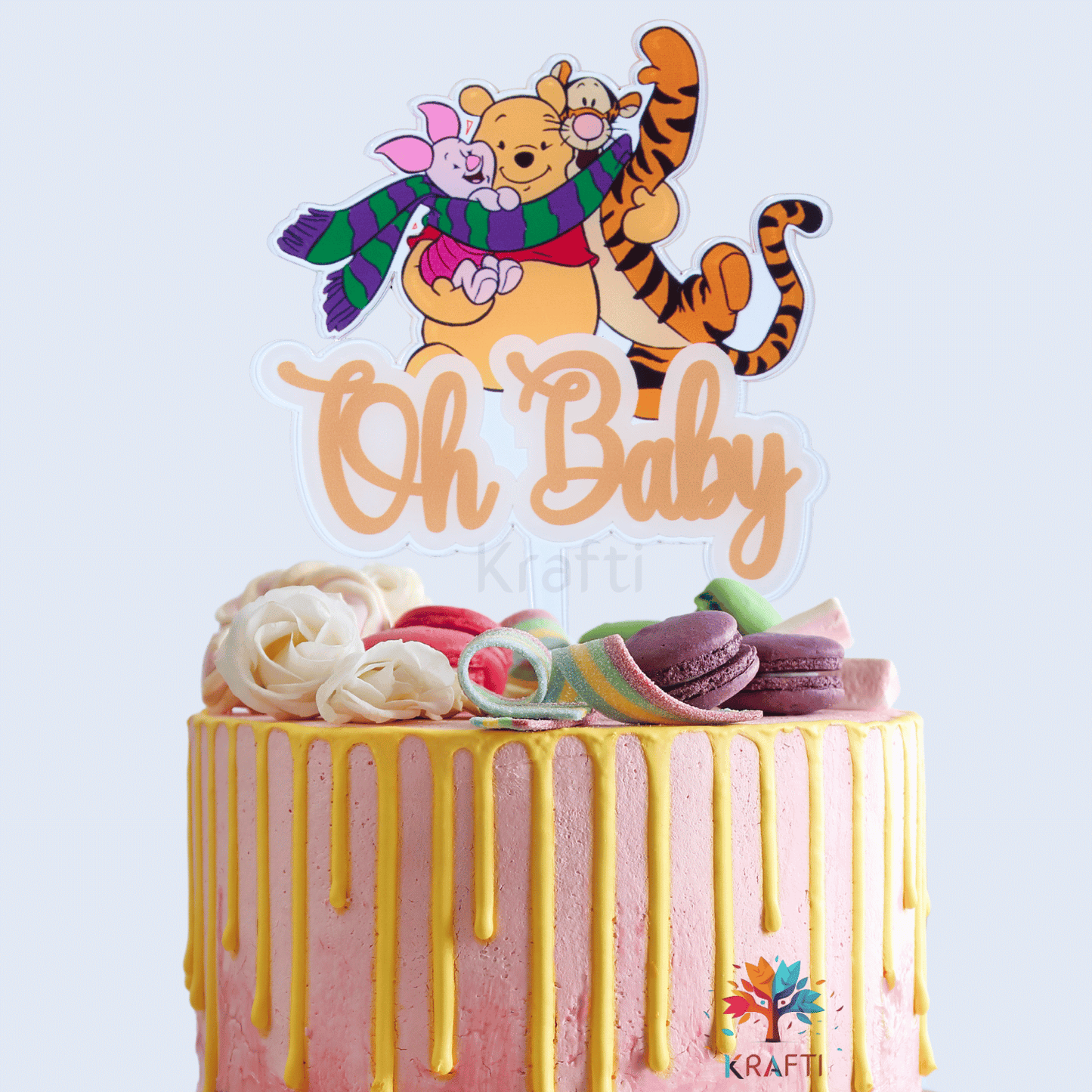 Winnie the Pooh "Oh Baby" Acrylic Cake Topper