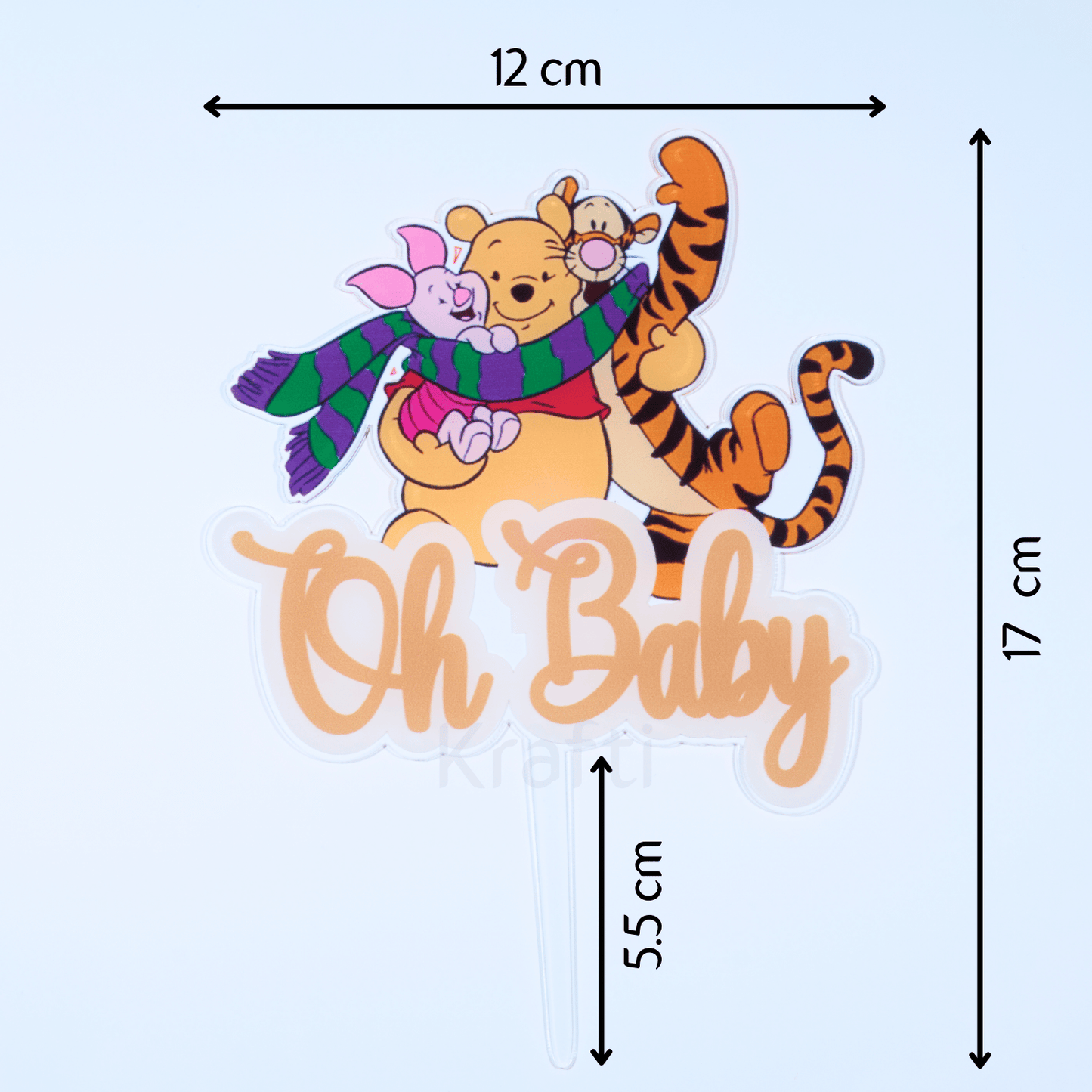 Winnie the Pooh "Oh Baby" Acrylic Cake Topper