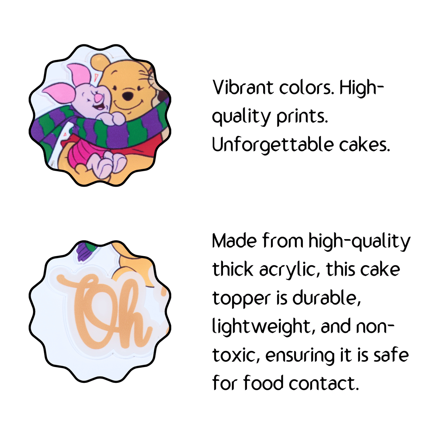 Winnie the Pooh "Oh Baby" Acrylic Cake Topper