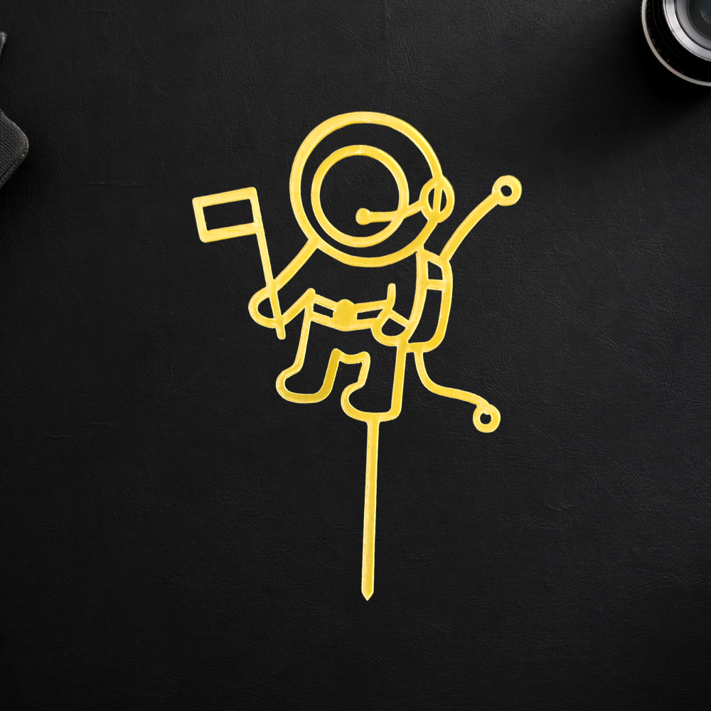 Astronaut Cake Topper - Space Theme - Gold