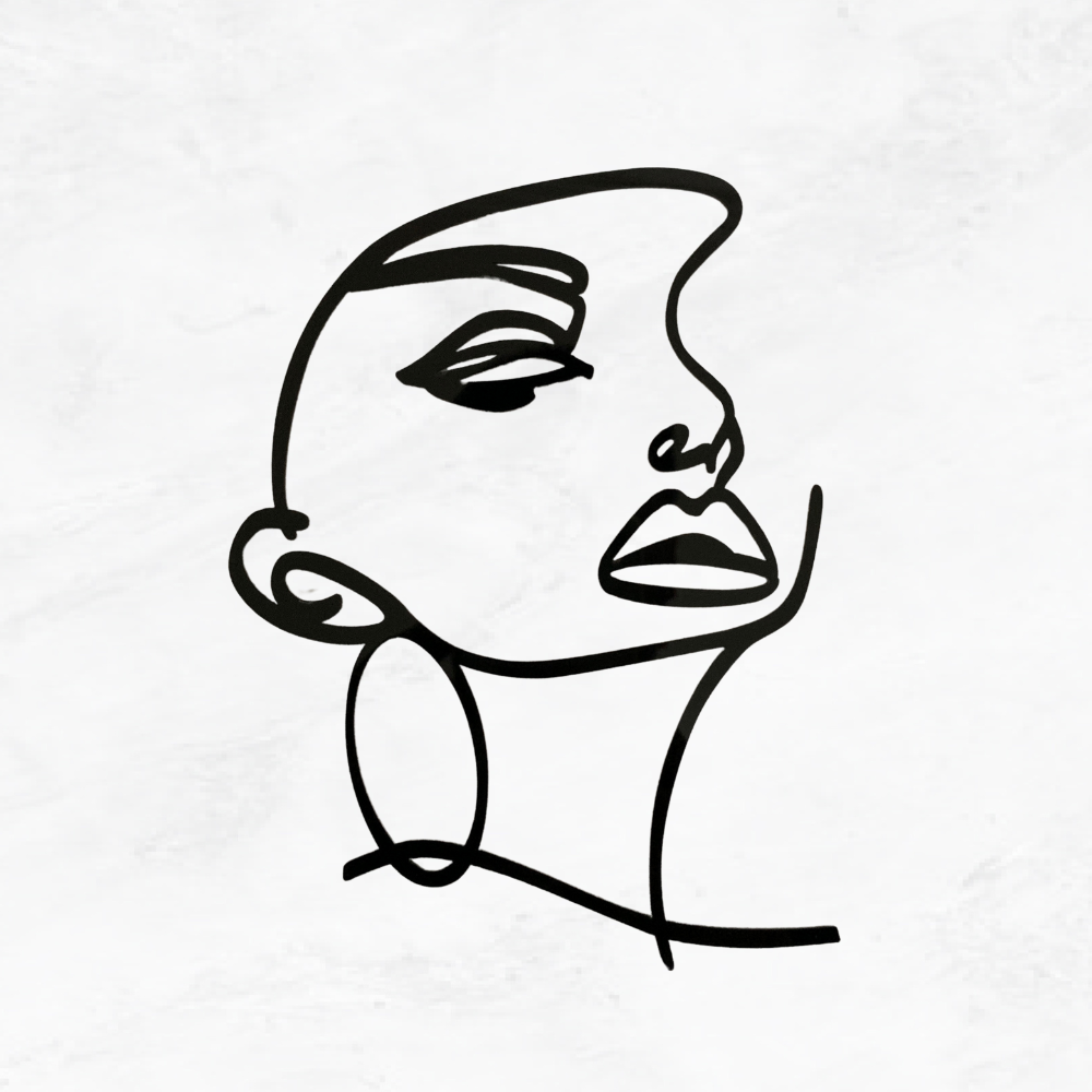 Lady Face Minimalist Lines Cake Charm 4 - Black