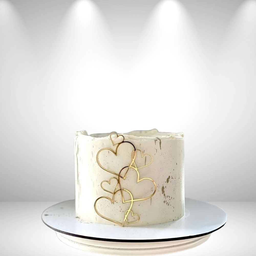 Acrylic Hearts Cake Charm - Gold