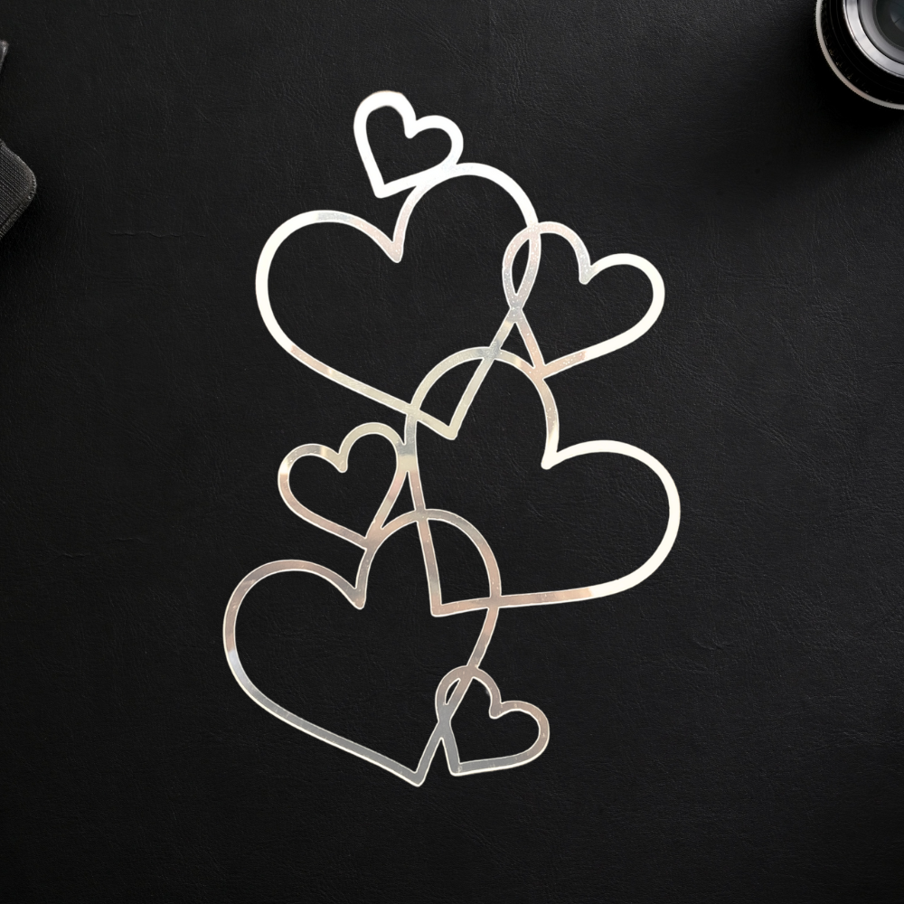 Acrylic Hearts Cake Charm - Silver