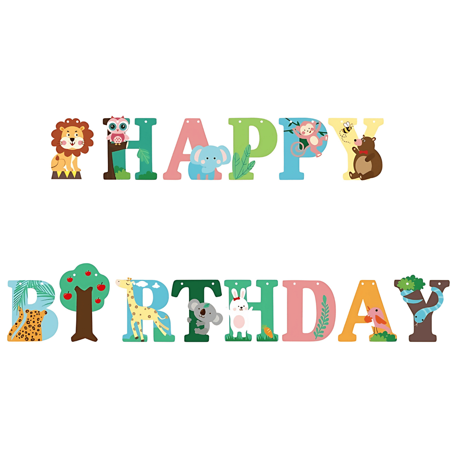 Jungle Animals Happy Birthday Bunting Banner