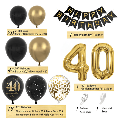 40th Birthday Decorations Balloon Set