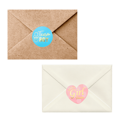 48Pcs Team Boy/Team Girl Gender Reveal Sticker Set