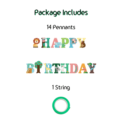 Jungle Animals Happy Birthday Bunting Banner