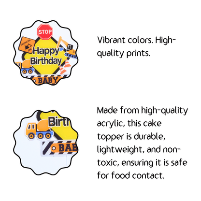 Construction Zone 7-Piece Cake and Cupcake Topper Set