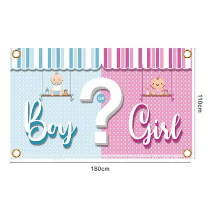Boy or Girl? Gender Reveal Backdrop – Baby Boy and Girl Illustrations