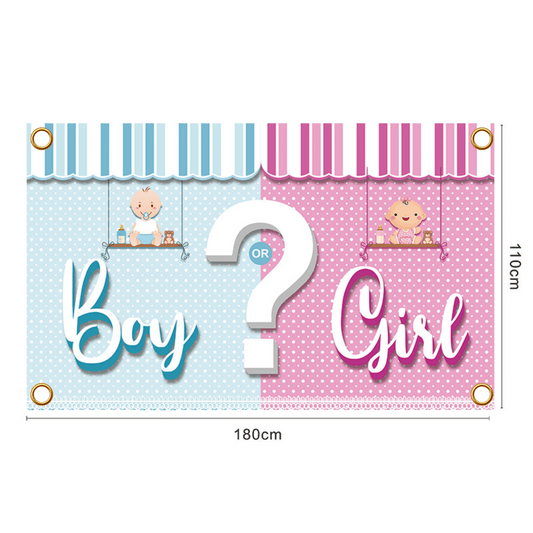 Boy or Girl? Gender Reveal Backdrop – Baby Boy and Girl Illustrations