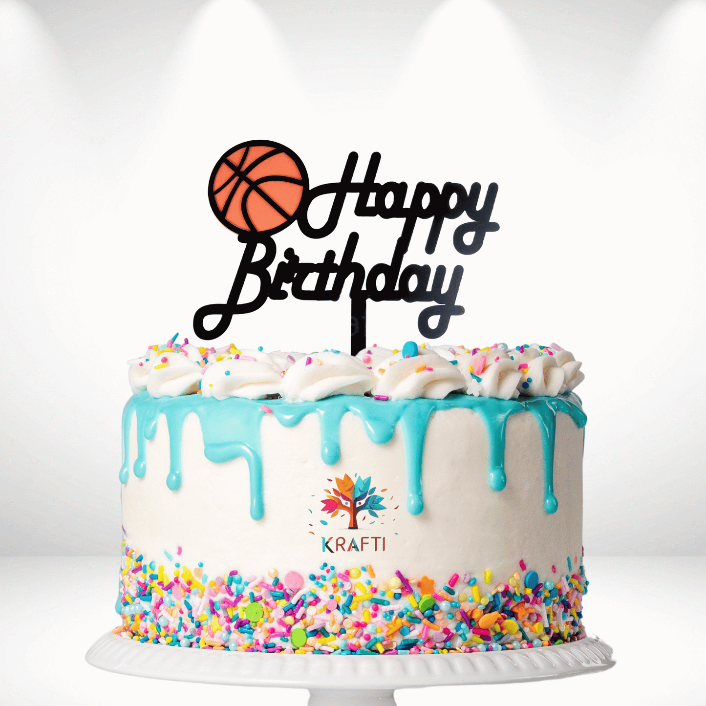 Happy Birthday Basketball Cake Topper