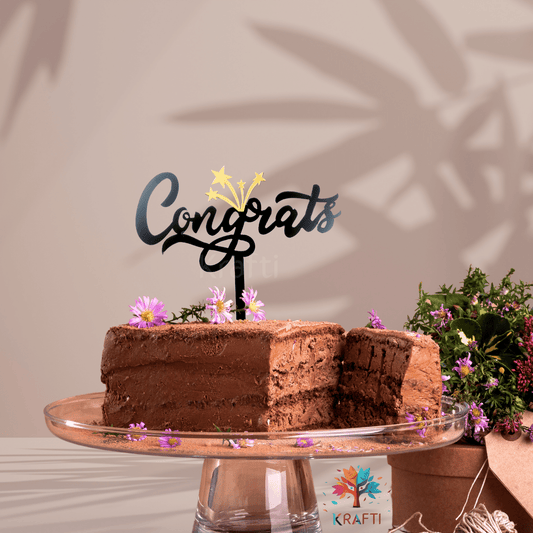 Congrats Celebration Cake Topper with Starburst