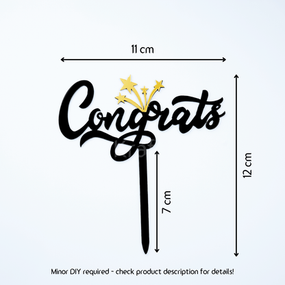 Congrats Celebration Cake Topper with Starburst