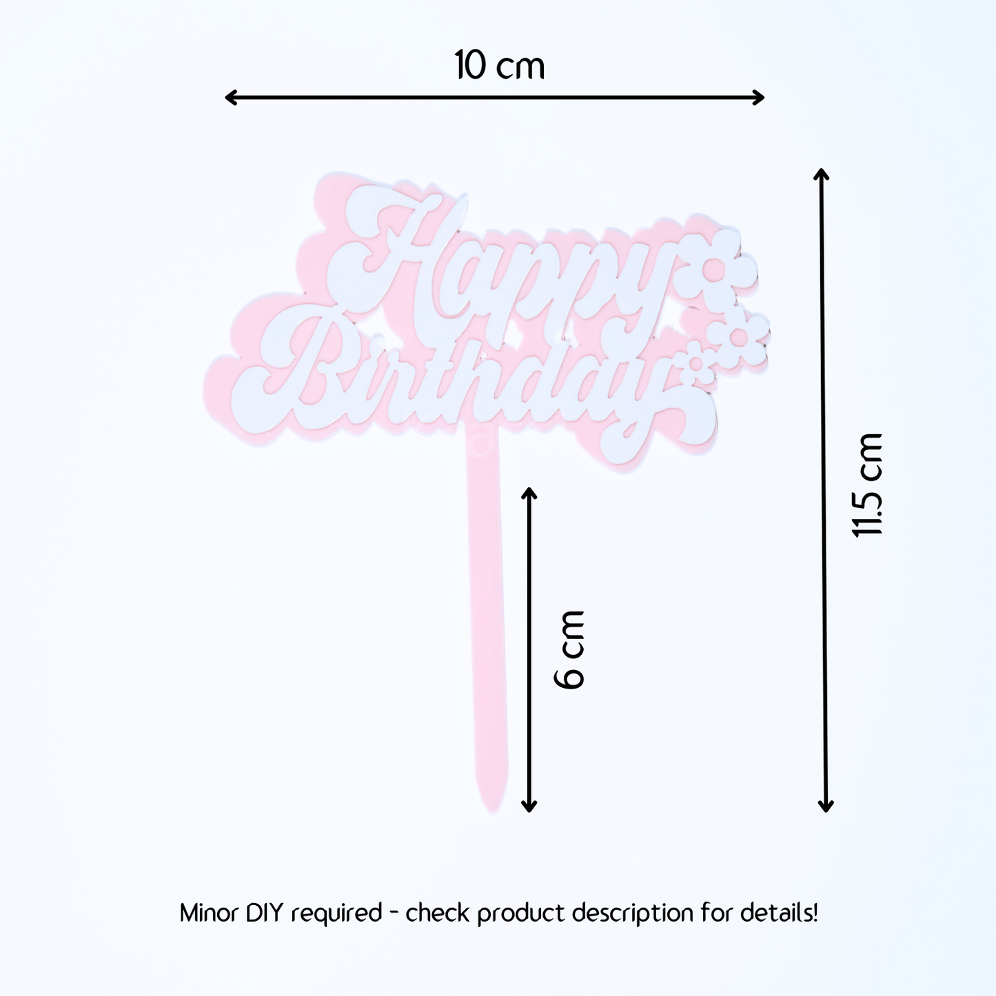 Double Layer Floral Cake Topper - Pink