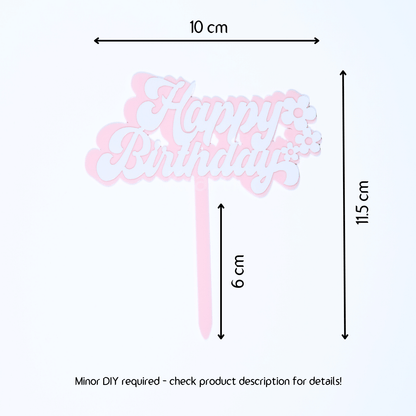 Double Layer Floral Cake Topper - Pink