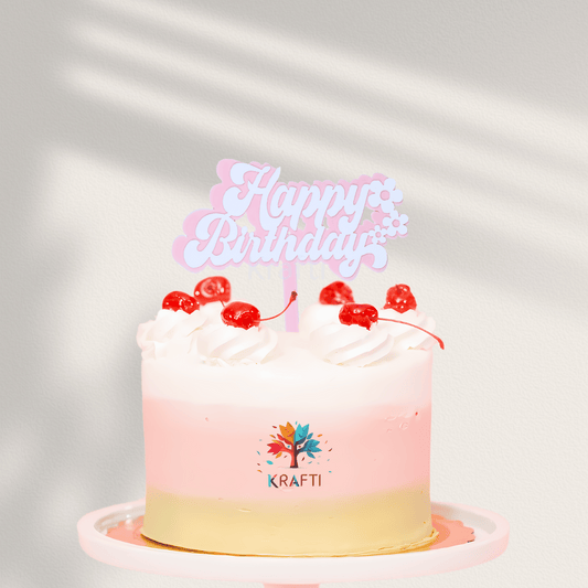 Double Layer Floral Cake Topper - Pink