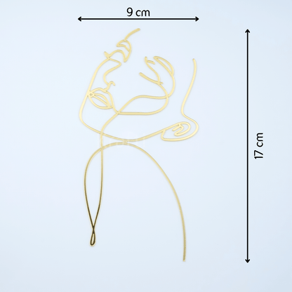 Gold Acrylic Abstract Face Line Art Cake Topper