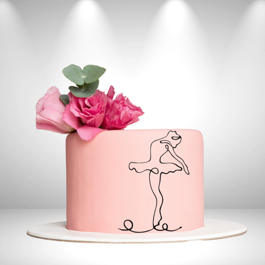 Lady Face Minimalist Lines Cake Charm 3 - Black