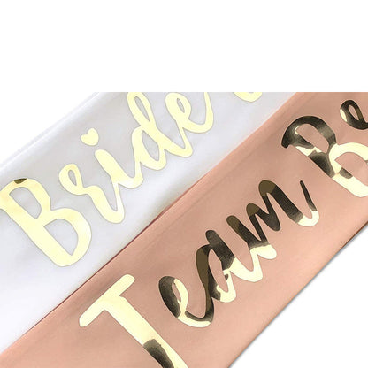 Bride To Be and Team Bride Sash Set (7 Pcs) - White and Coral Peach