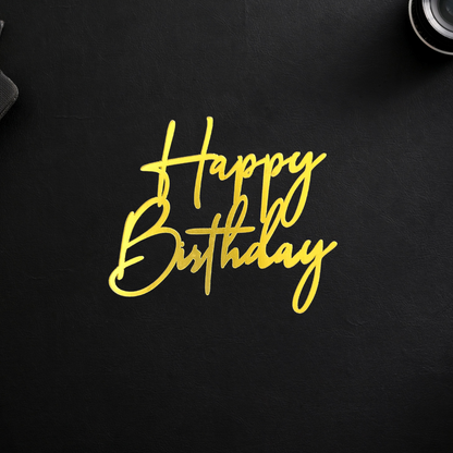 Happy Birthday Cake Charm - Gold