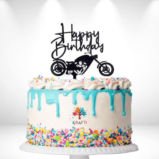 Happy Birthday Cruiser Motorcycle Cake Topper
