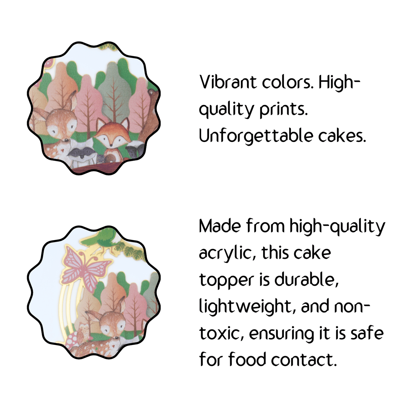 Woodland Animals Happy Birthday Cake Topper