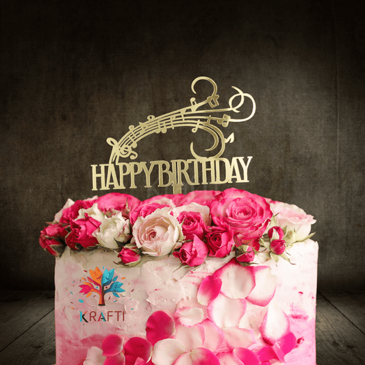 Happy Birthday Musical Notes Cake Topper