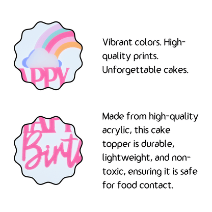 Rainbow Happy Birthday Cake Topper