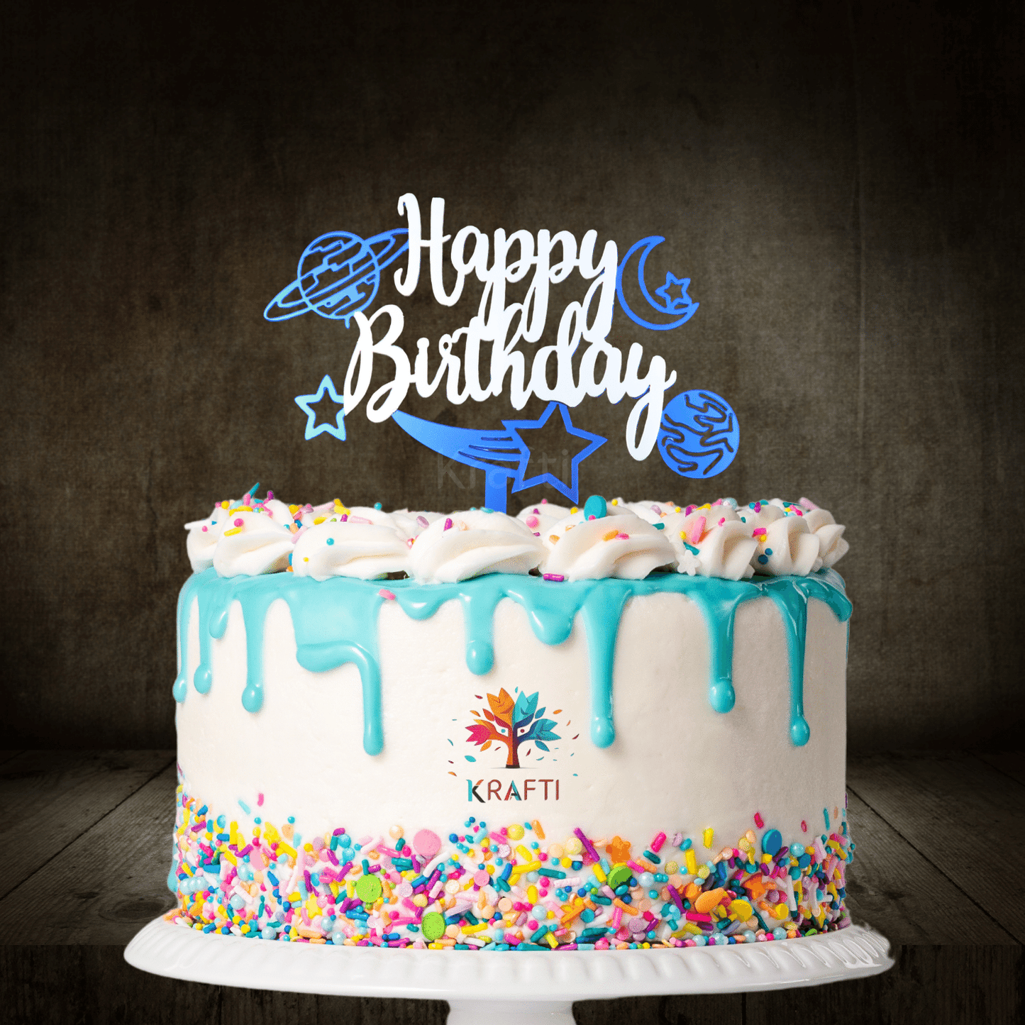 Stars & Planets Happy Birthday Cake Topper