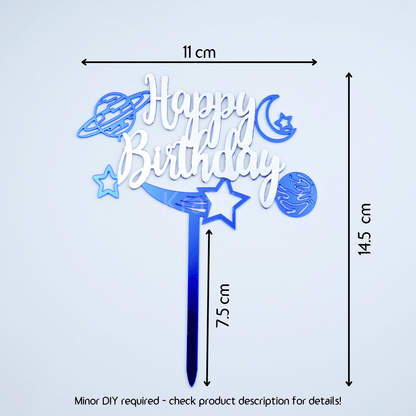 Stars & Planets Happy Birthday Cake Topper