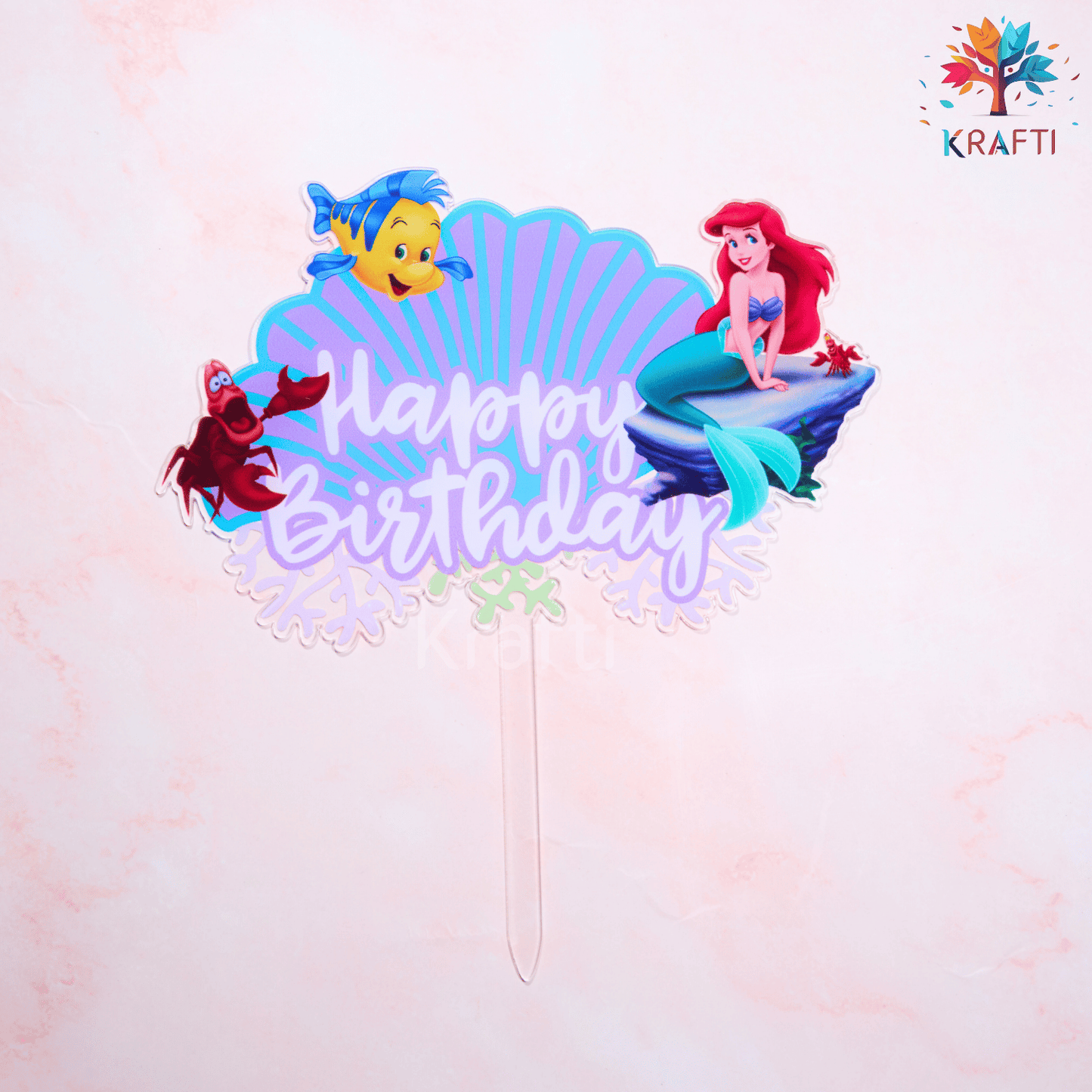 Little Mermaid Happy Birthday Cake Topper