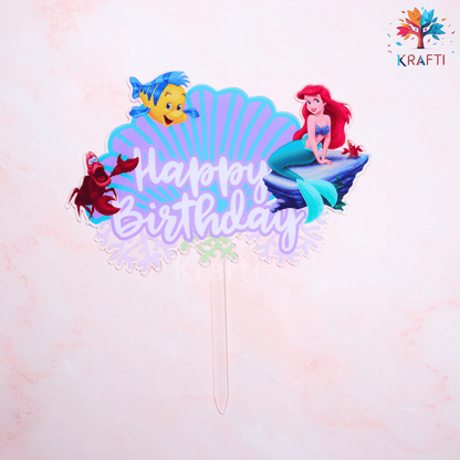 Little Mermaid Happy Birthday Cake Topper