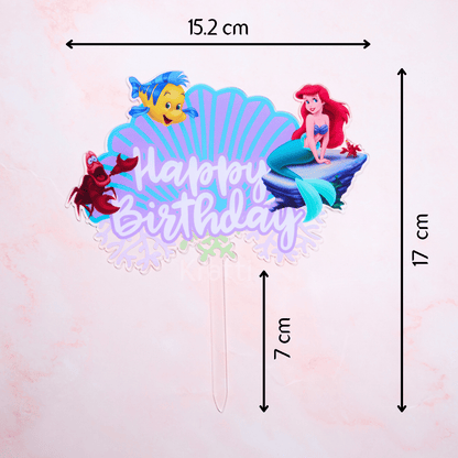 Little Mermaid Happy Birthday Cake Topper